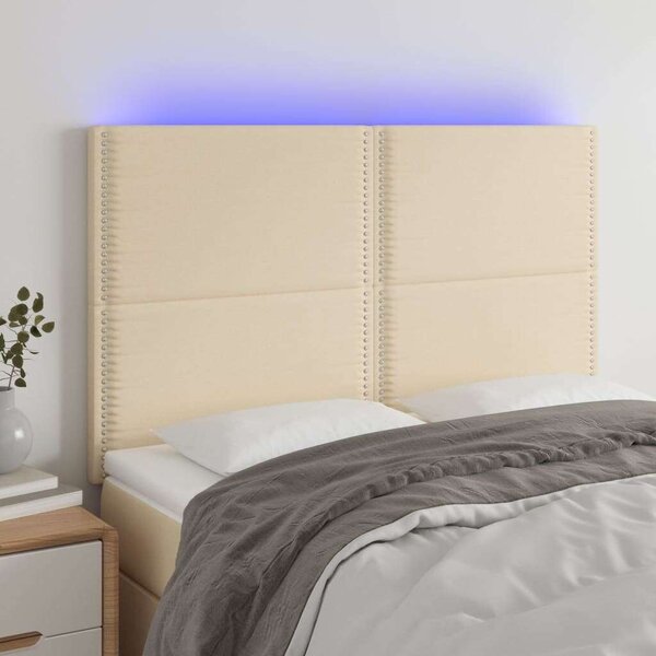 VidaXL krémszínű szövet LED-es fejtámla 144x5x118/128 cm