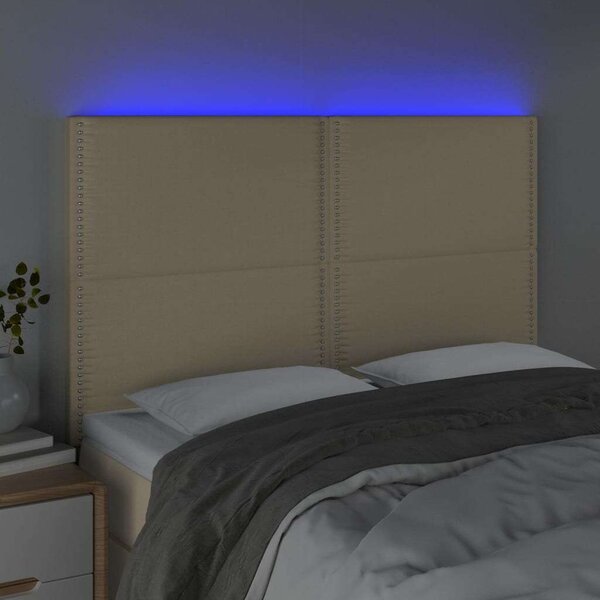 VidaXL krémszínű szövet LED-es fejtámla 144x5x118/128 cm