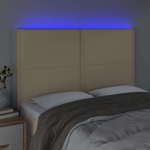 VidaXL krémszínű szövet LED-es fejtámla 144x5x118/128 cm