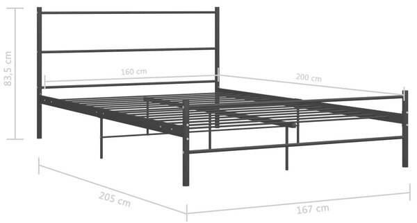 VidaXL Fém Ágykeret - Fekete - 160x200 cm