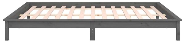 VidaXL szürke tömör fa ágykeret LED-világítással 140x190 cm