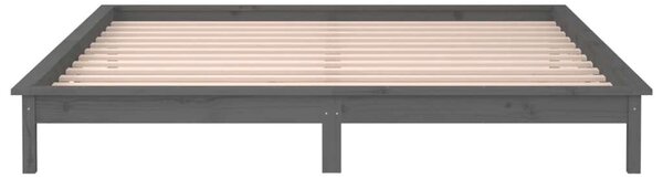 VidaXL szürke tömör fa ágykeret LED-világítással 140x190 cm