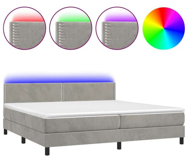 VidaXL Bársony Ágy - LED-es - 200x200 cm