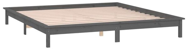 VidaXL szürke tömör fa ágykeret LED-világítással 140x190 cm