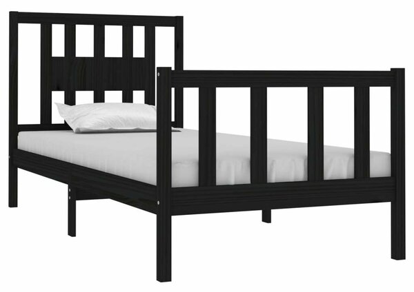 VidaXL Fekete Tömörfa Ágykeret - 75x190 cm
