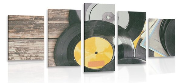 5 részes kép régi gramofon lemezek