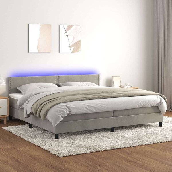 VidaXL Bársony Ágy - LED-es - 200x200 cm