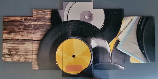 5 részes kép régi gramofon lemezek