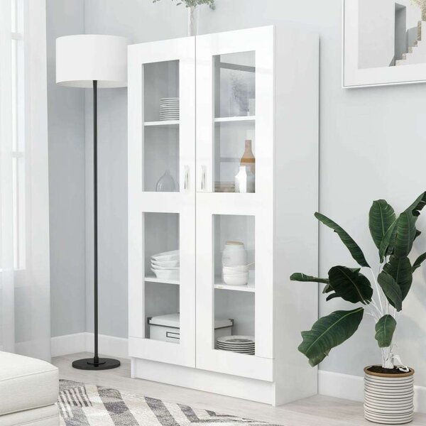 VidaXL fehér forgácslap vitrinszekrény 82,5 x 30,5 x 150 cm