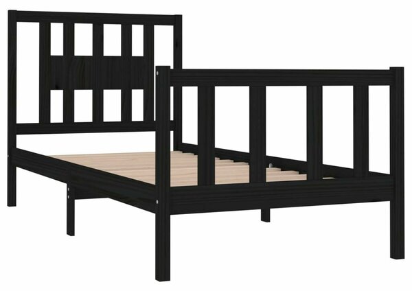 VidaXL Fekete Tömörfa Ágykeret - 75x190 cm