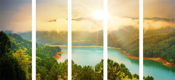 5-részes kép folyó az erdőnél