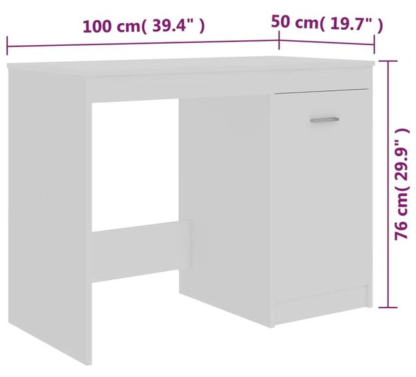VidaXL Fehér Íróasztal - 100x50x76 cm