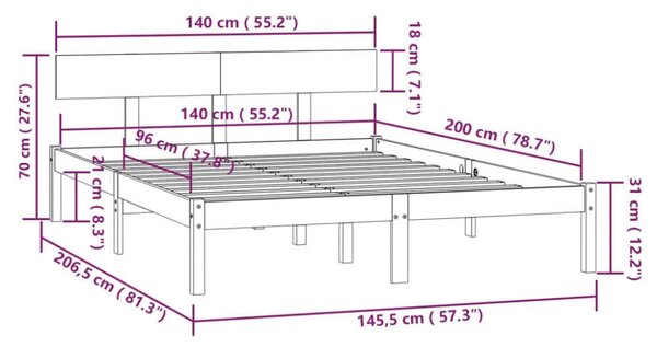 VidaXL fehér tömör fenyőfa ágykeret 140 x 200 cm