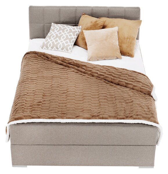 KONDELA Boxspring típusú ágy 120x200, szürkésbarna taupe, FERATA TV KOMFORT