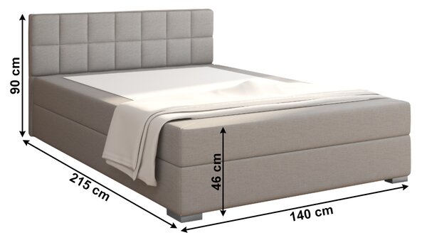 KONDELA Boxspring típusú ágy 140x200, szürkésbarna taupe, FERATA TV KOMFORT