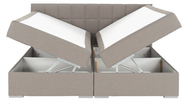 KONDELA Boxspring típusú ágy 160x200, szürkésbarna taupe, FERATA TV KOMFORT