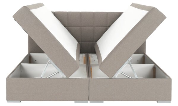 KONDELA Boxspring típusú ágy 160x200, szürkésbarna taupe, FERATA TV KOMFORT