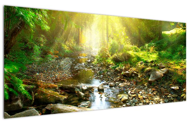 Egy folyó zöld erdőben képe (120x50 cm)