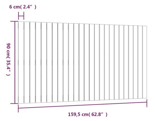 VidaXL Fehér Fenyőfa Fali Fejtámla - 160x90 cm