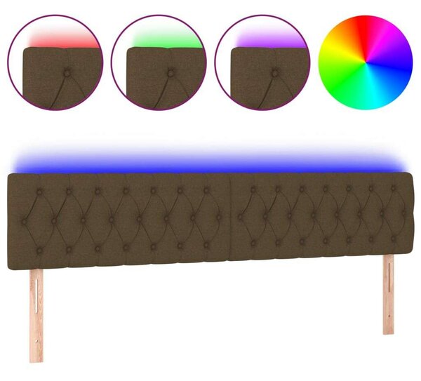 VidaXL Ágyfejtámla - Sötétbarna Szövet - LED - 200cm