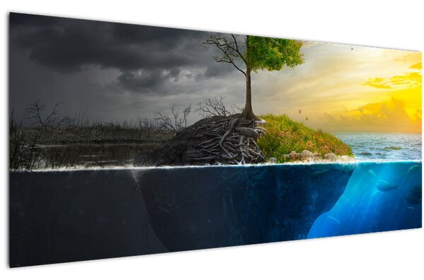 Két oldalt mutató kép (120x50 cm)