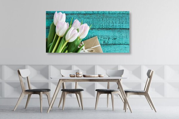 Kép fehér tulipán csokor üzenettel