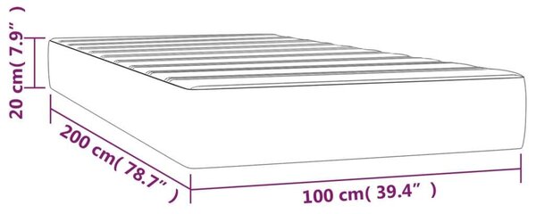 VidaXL Bársony Zsebrugós Ágymatrac - 100x200x20 cm