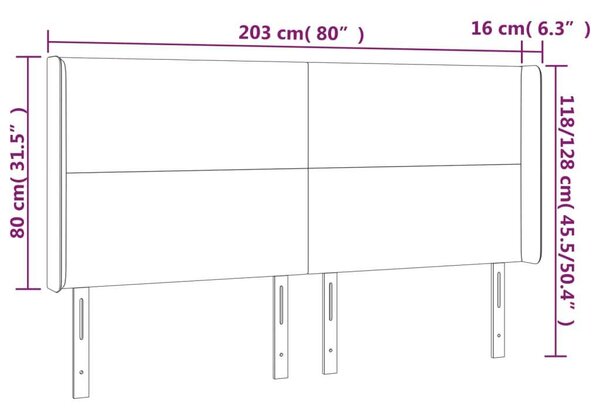 VidaXL LED-es Ágyfejtámla - Szürke Műbőr - 203cm