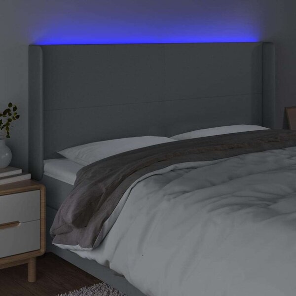 VidaXL LED Ágyfejtámla Szövet - Világosszürke - 203cm