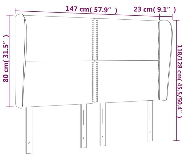 VidaXL Ágyfejtámla - Szürke Műbőr - 147cm