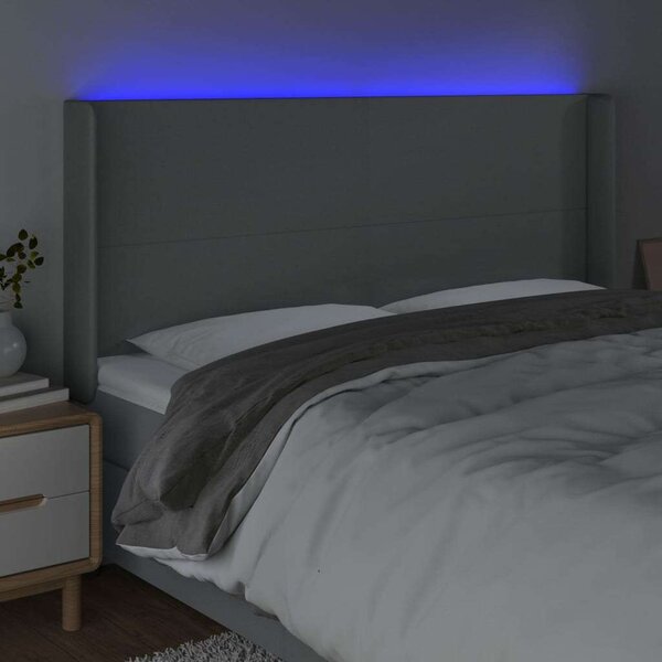 VidaXL LED Ágyfejtámla Szövet - Világosszürke - 203cm