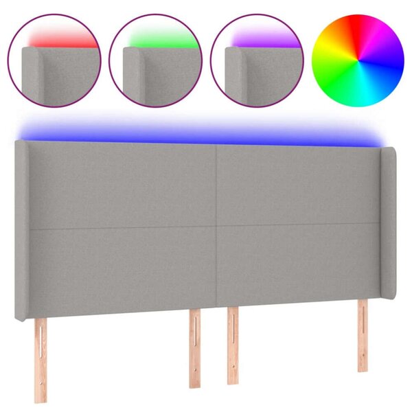 VidaXL LED Ágyfejtámla Szövet - Világosszürke - 203cm