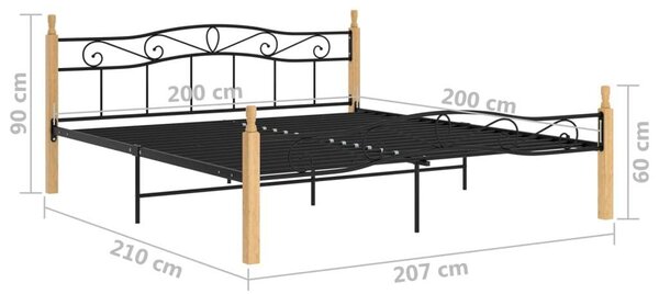 VidaXL Fém-Tölgyfa Ágykeret - 200x200 cm