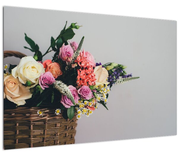 Egy kosár virágokkal képe (90x60 cm)