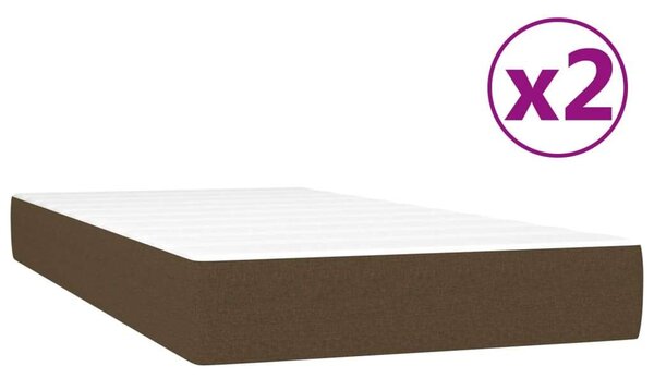 VidaXL sötétbarna szövet rugós ágy matraccal 200 x 200 cm