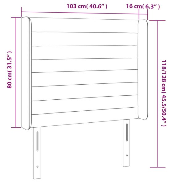 VidaXL LED-es Bársony Fejtámla - Sötétszürke - 103x16x118/128cm
