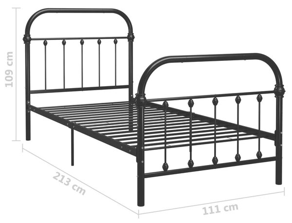 VidaXL Fém Ágykeret - Fekete - 100x200 cm