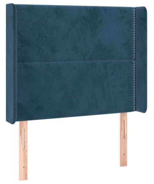 Bársony Ágyfejtámla LED-es - Sötétkék - 103x16x118/128cm