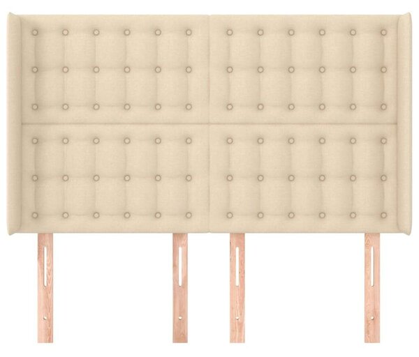 VidaXL Krémszínű Fejtámla Szárnyakkal - Szövet - 147x16x118/128 cm