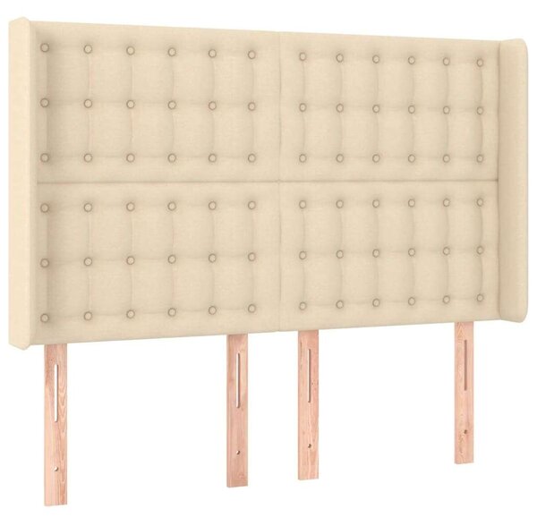 VidaXL Krémszínű Fejtámla Szárnyakkal - Szövet - 147x16x118/128 cm