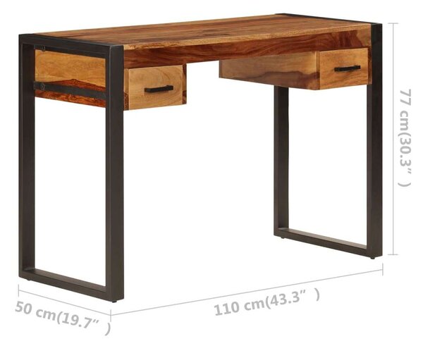 VidaXL tömör kelet-indiai rózsafa íróasztal 2 fiókkal 110 x 50 x 77 cm