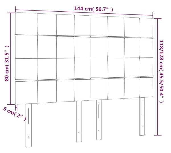 VidaXL világosszürke bársony LED-es fejtámla 144x5x118/128 cm