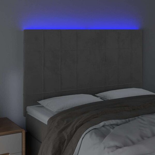 VidaXL világosszürke bársony LED-es fejtámla 144x5x118/128 cm