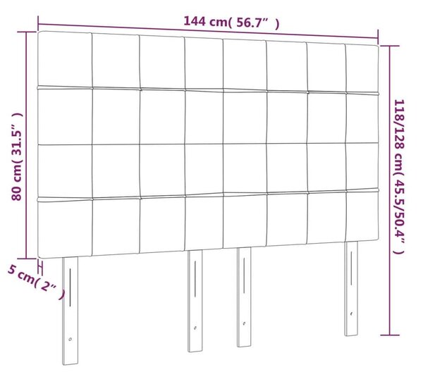 VidaXL világosszürke bársony LED-es fejtámla 144x5x118/128 cm