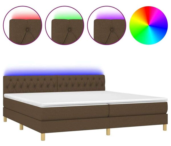 VidaXL LED-es Ágy - Barna Szövet - 200x200 cm
