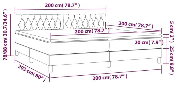 VidaXL LED-es Ágy - Barna Szövet - 200x200 cm