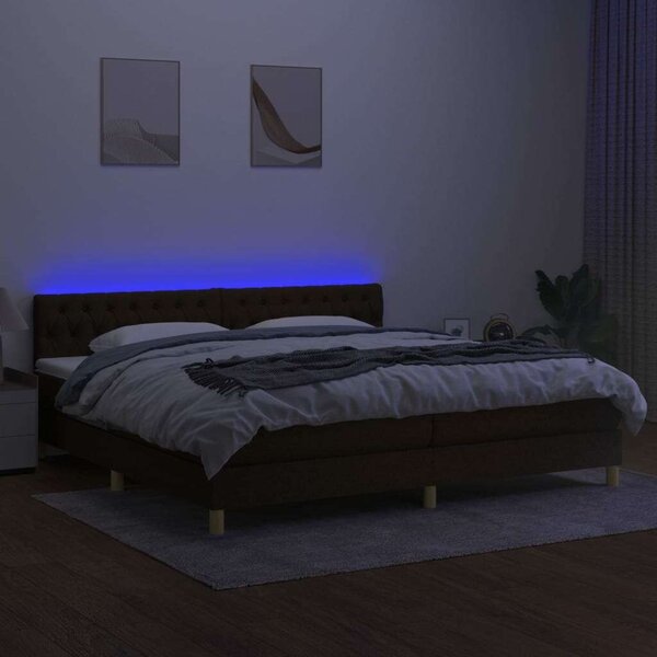 VidaXL LED-es Ágy - Barna Szövet - 200x200 cm