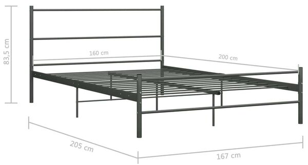 VidaXL Fém Ágykeret - 160x200 cm - Szürke