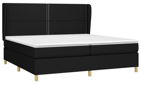 VidaXL 200x200 cm-es Fekete Szövet Ágy Rugós Matraccal