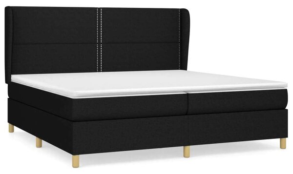 VidaXL 200x200 cm-es Fekete Szövet Ágy Rugós Matraccal